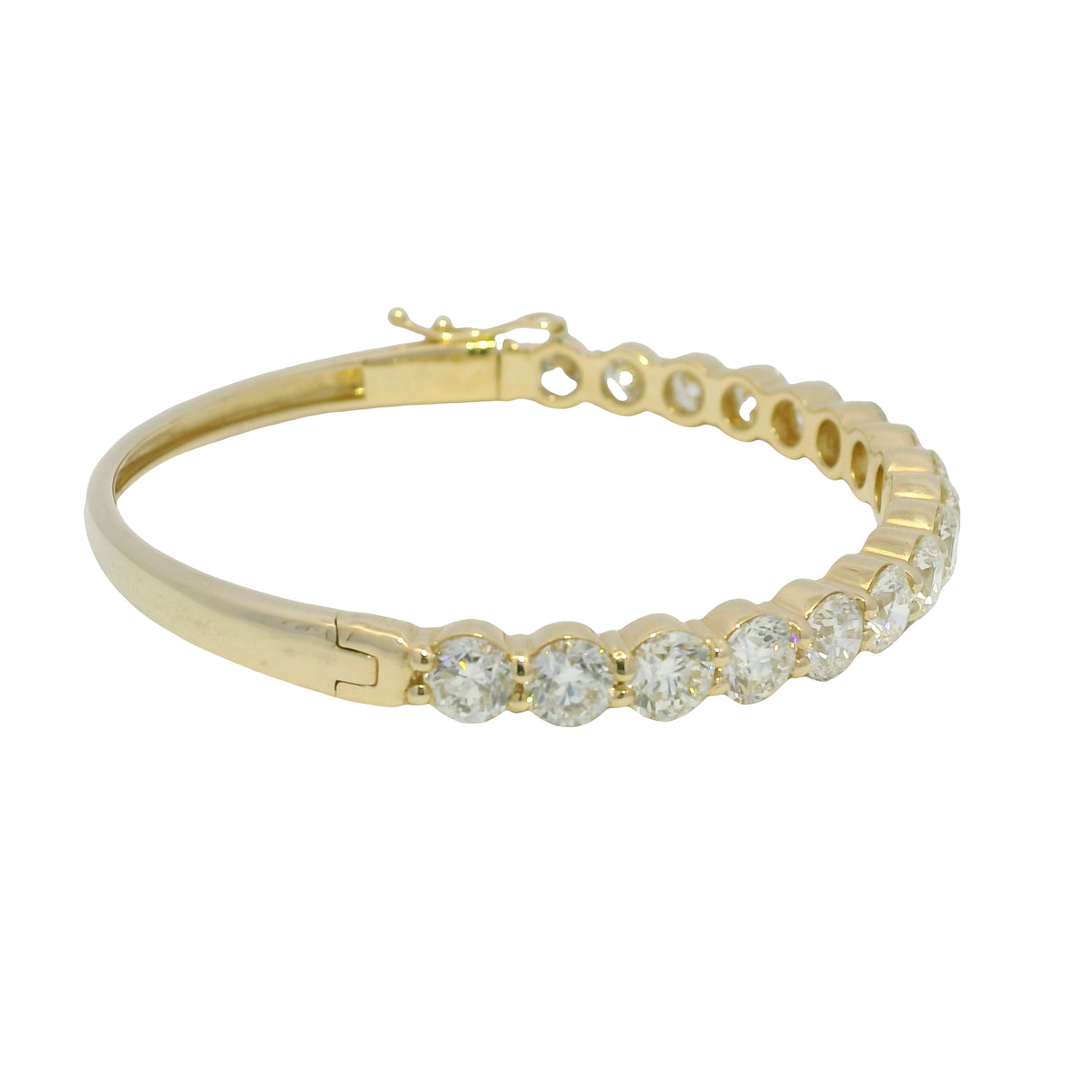 14k Yellow Gold Natural Round Brilliant Diamond Bangle Bracelet