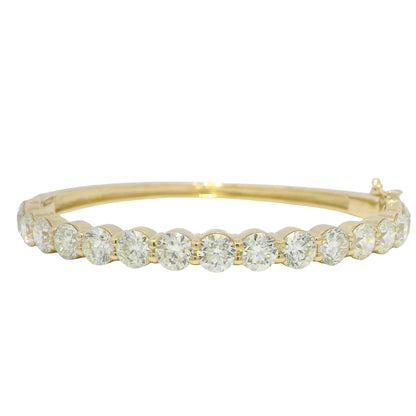 14k Yellow Gold Natural Round Brilliant Diamond Bangle Bracelet