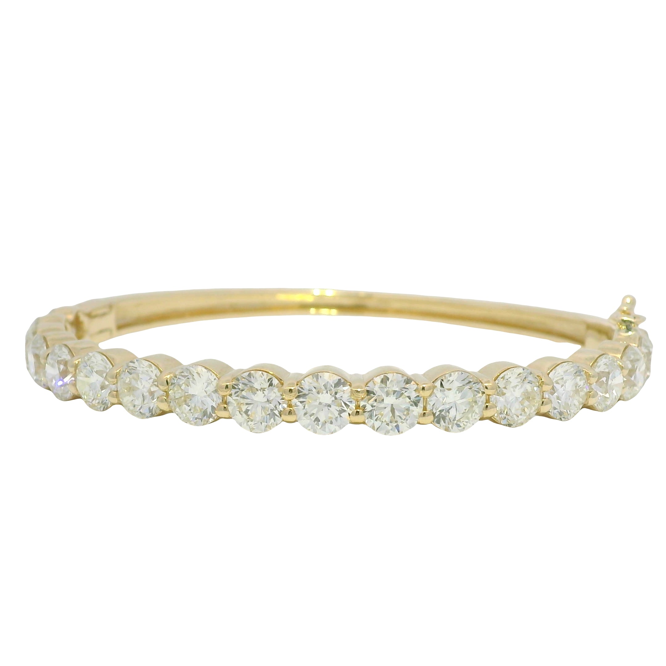 14k Yellow Gold Natural Round Brilliant Diamond Bangle Bracelet
