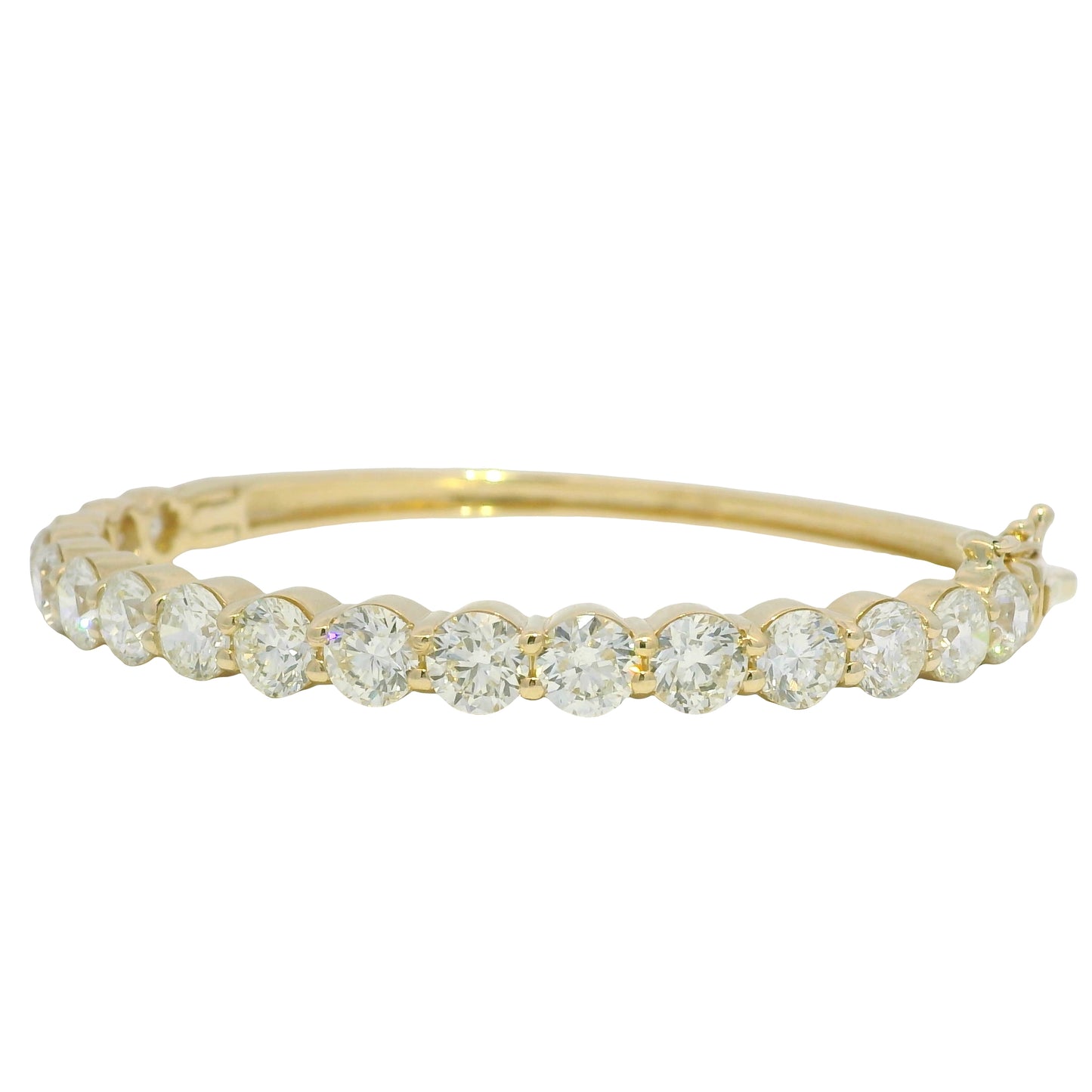 14k Yellow Gold Natural Round Brilliant Diamond Bangle Bracelet