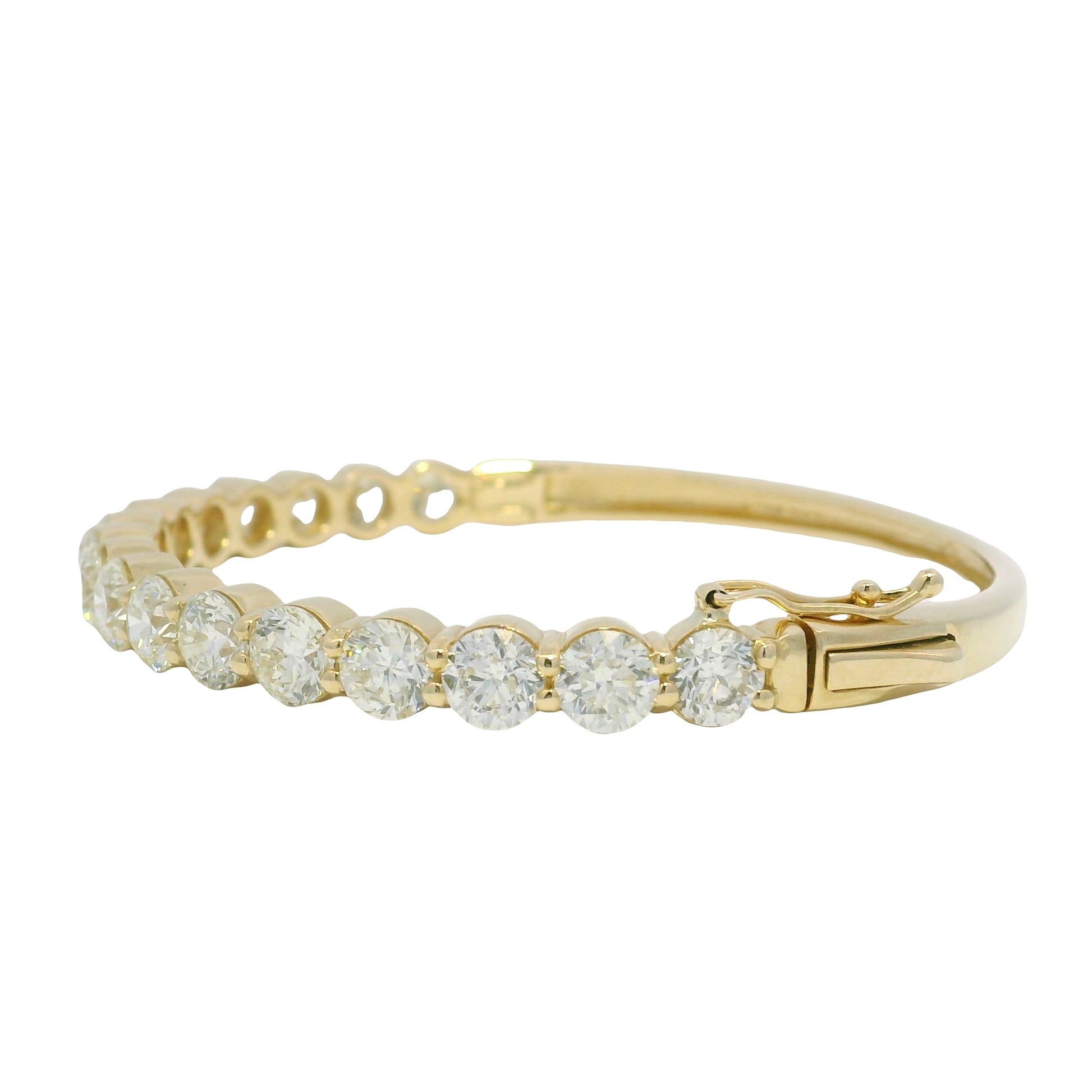 14k Yellow Gold Natural Round Brilliant Diamond Bangle Bracelet