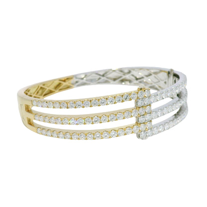 18k Two Tone Gold Natural Diamond Interlocking Cuff Bracelet