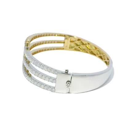 18k Two Tone Gold Natural Diamond Interlocking Cuff Bracelet