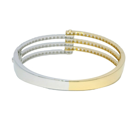 18k Two Tone Gold Natural Diamond Interlocking Cuff Bracelet