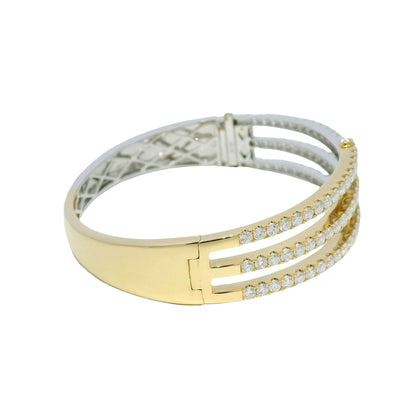 18k Two Tone Gold Natural Diamond Interlocking Cuff Bracelet