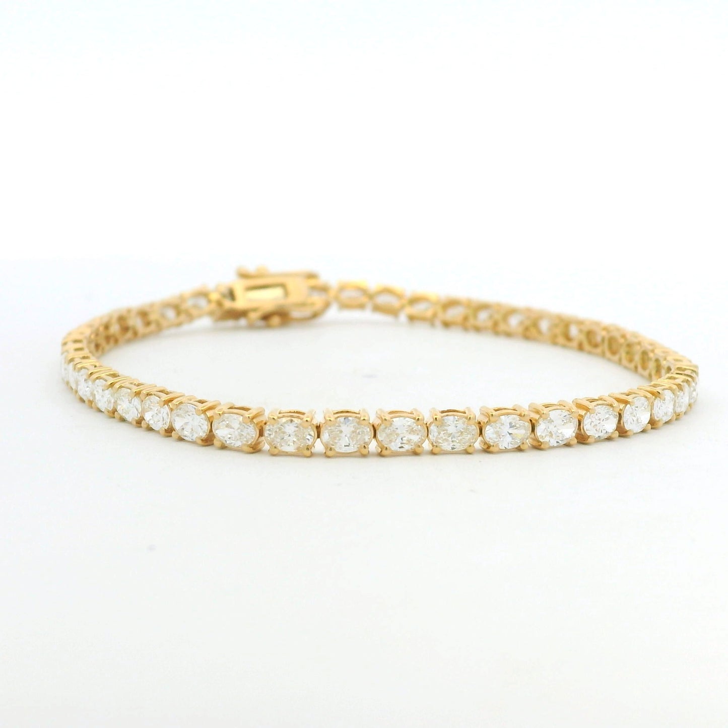 14k Yellow Gold Natural Oval Cut East-West Set Diamond Tennis Bracelet