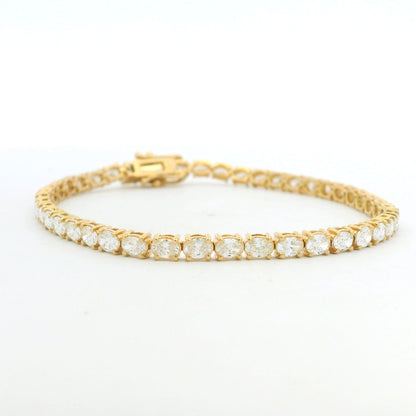 14k Yellow Gold Natural Oval Cut East-West Set Diamond Tennis Bracelet