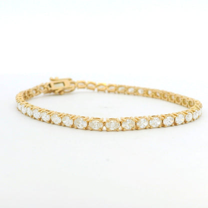 14k Yellow Gold Natural Oval Cut East-West Set Diamond Tennis Bracelet