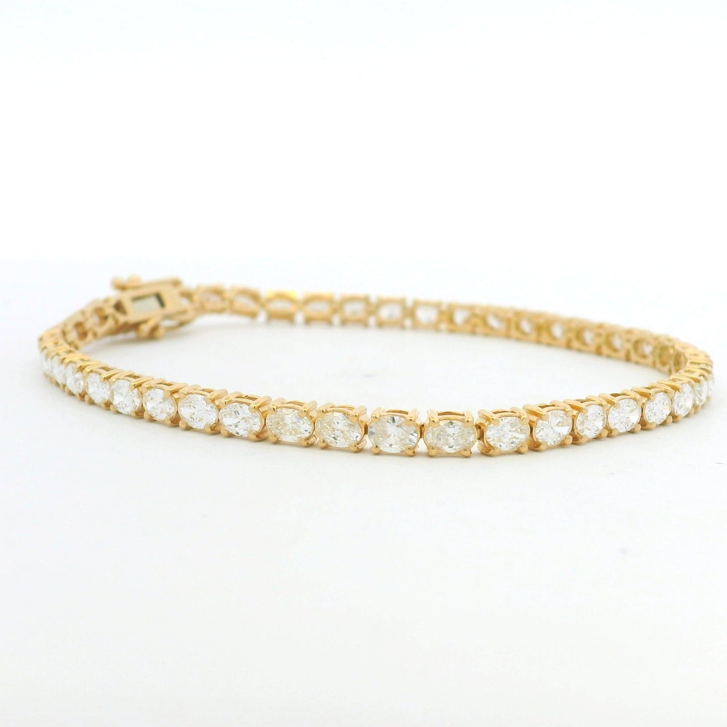 14k Yellow Gold Natural Oval Cut East-West Set Diamond Tennis Bracelet