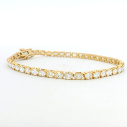 14k Yellow Gold Natural Oval Cut East-West Set Diamond Tennis Bracelet