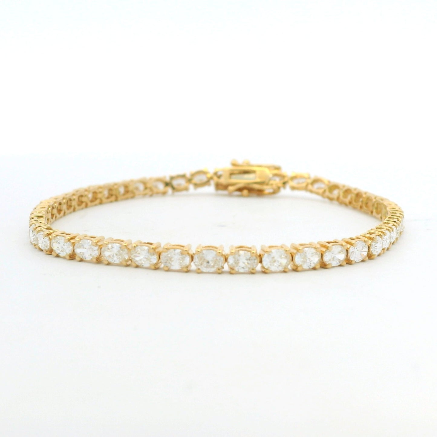 14k Yellow Gold Natural Oval Cut East-West Set Diamond Tennis Bracelet