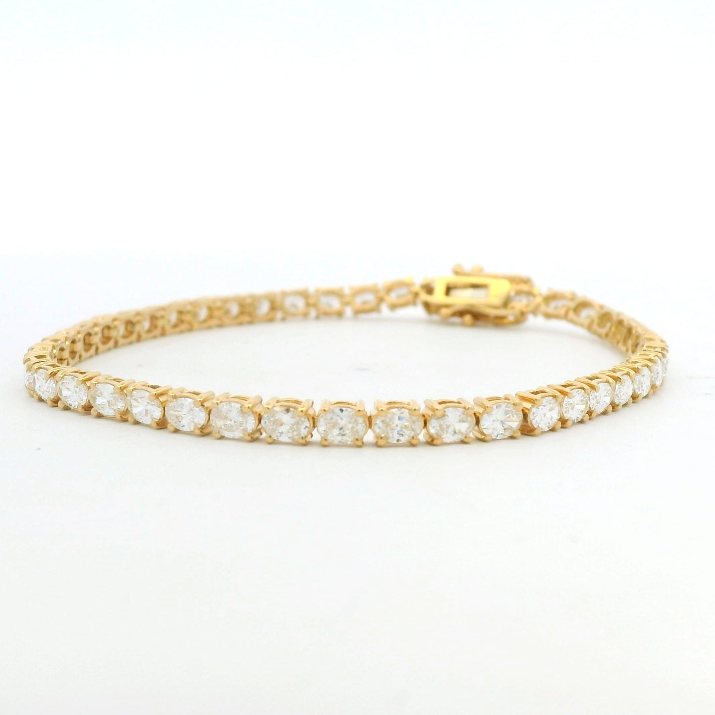 14k Yellow Gold Natural Oval Cut East-West Set Diamond Tennis Bracelet