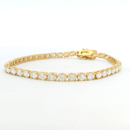 14k Yellow Gold Natural Oval Cut East-West Set Diamond Tennis Bracelet