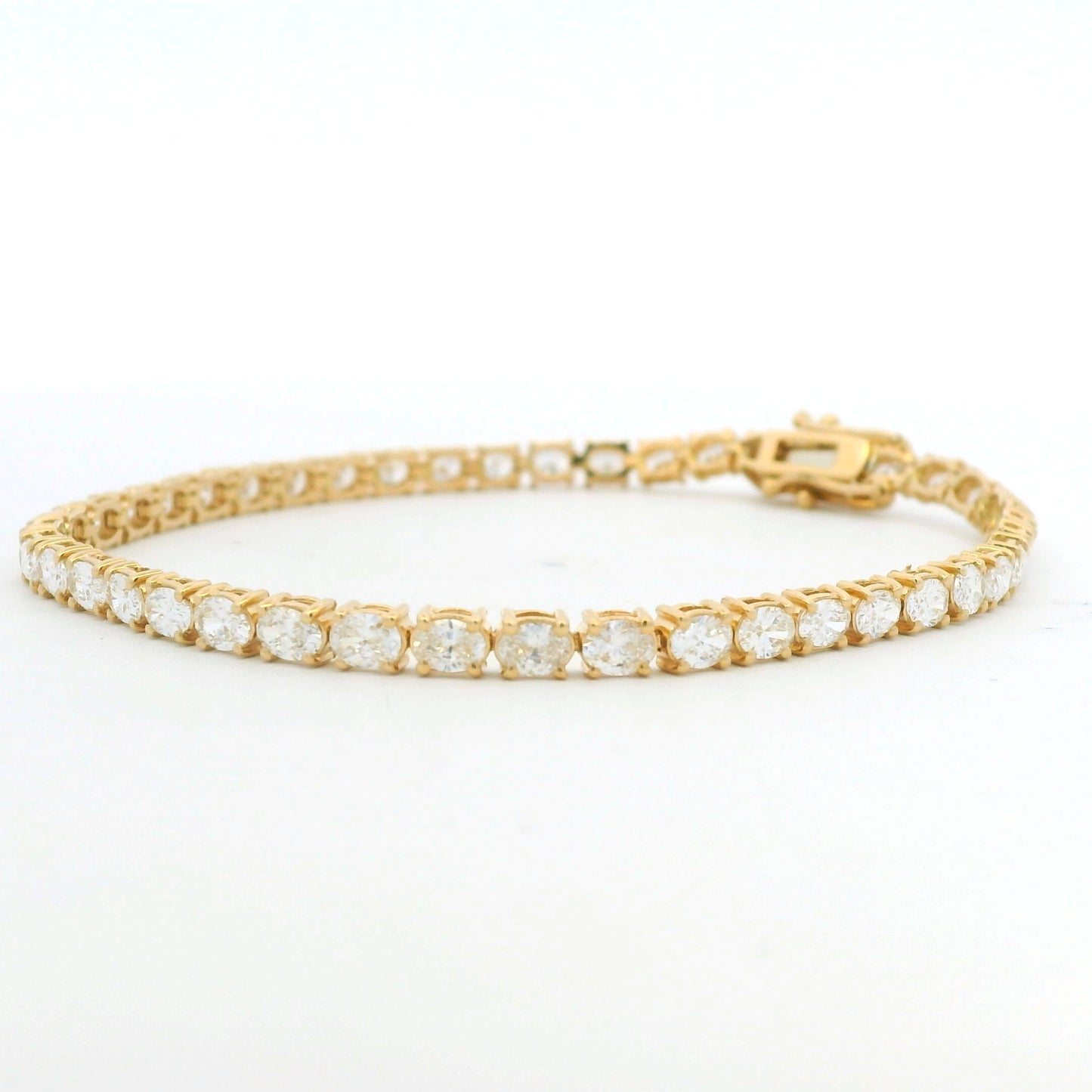 14k Yellow Gold Natural Oval Cut East-West Set Diamond Tennis Bracelet