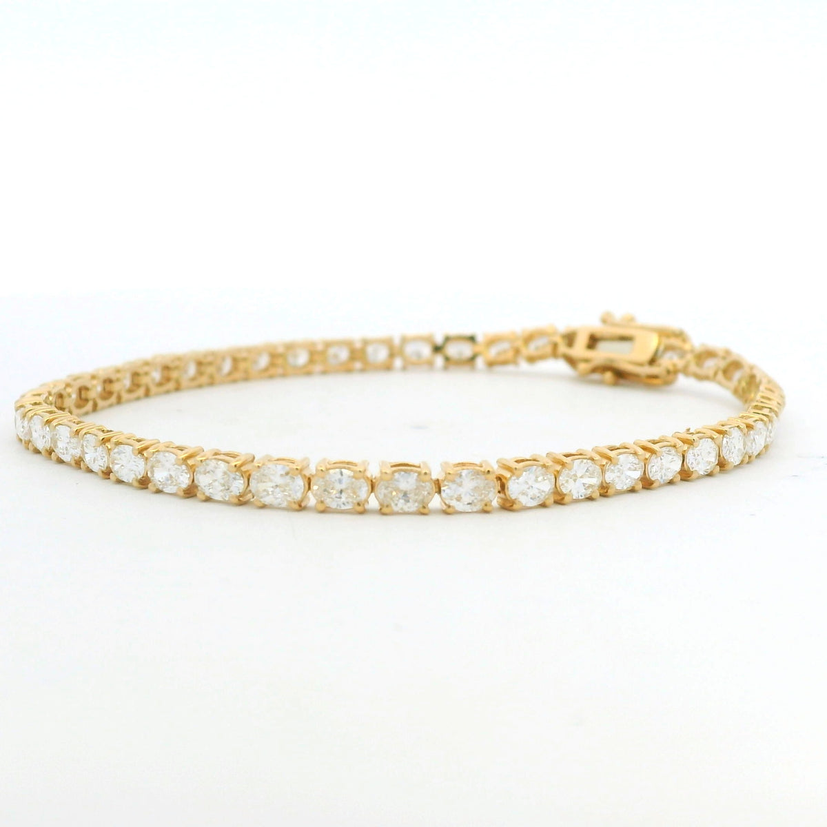 14k Yellow Gold Natural Oval Cut East-West Set Diamond Tennis Bracelet — product photo 15