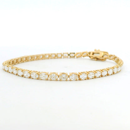 14k Yellow Gold Natural Oval Cut East-West Set Diamond Tennis Bracelet