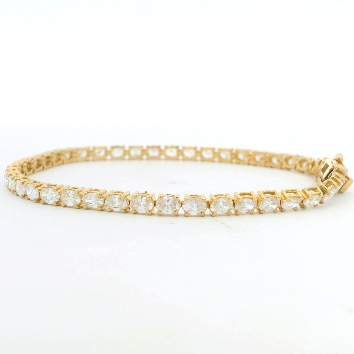 14k Yellow Gold Natural Oval Cut East-West Set Diamond Tennis Bracelet — product photo 16