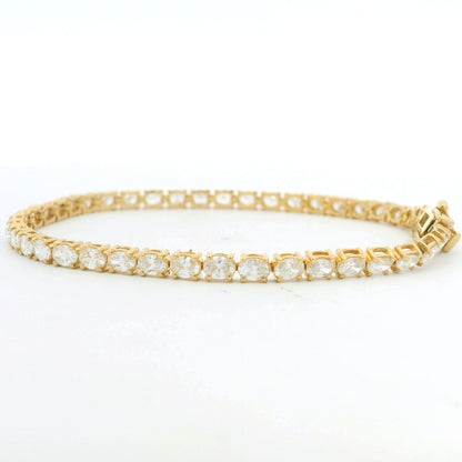 14k Yellow Gold Natural Oval Cut East-West Set Diamond Tennis Bracelet