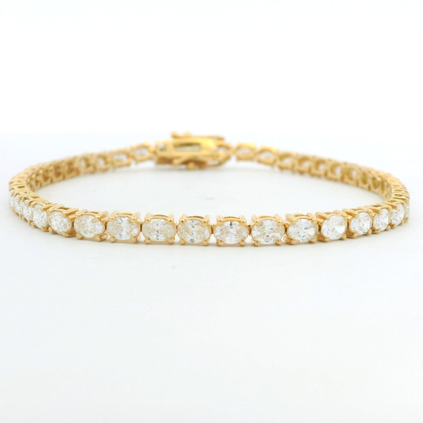 14k Yellow Gold Natural Oval Cut East-West Set Diamond Tennis Bracelet