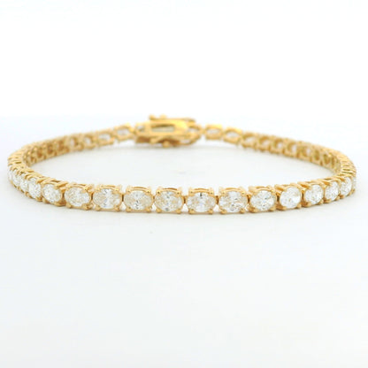 14k Yellow Gold Natural Oval Cut East-West Set Diamond Tennis Bracelet