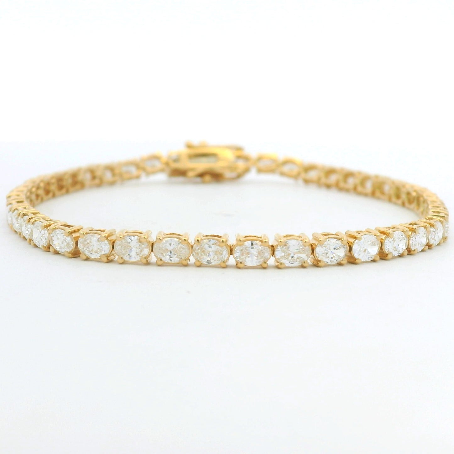 14k Yellow Gold Natural Oval Cut East-West Set Diamond Tennis Bracelet