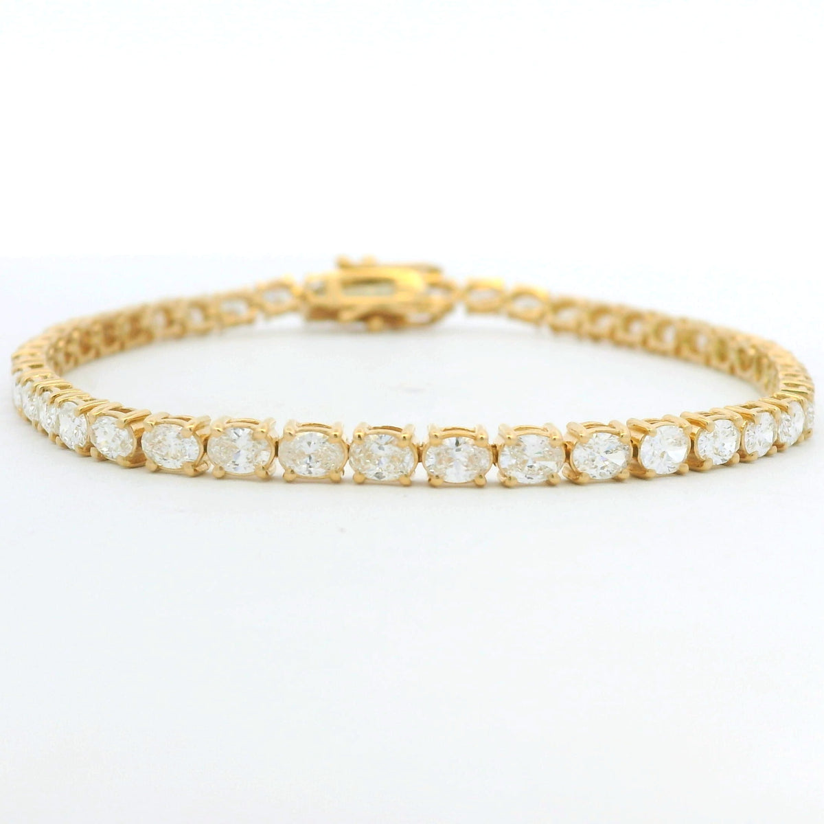 14k Yellow Gold Natural Oval Cut East-West Set Diamond Tennis Bracelet — product photo 5