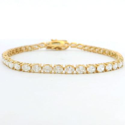 14k Yellow Gold Natural Oval Cut East-West Set Diamond Tennis Bracelet