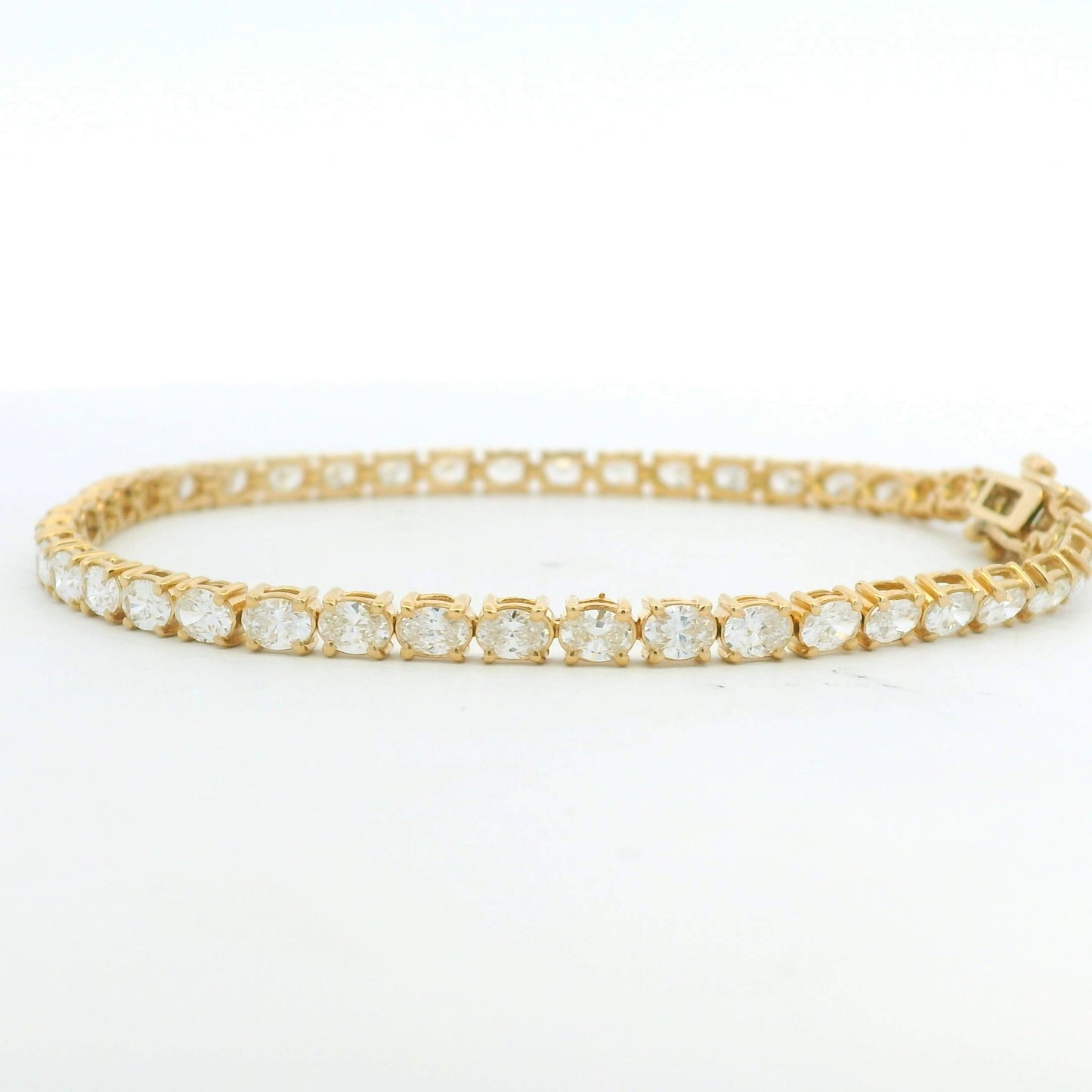 14k Yellow Gold Natural Oval Cut East-West Set Diamond Tennis Bracelet