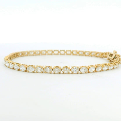 14k Yellow Gold Natural Oval Cut East-West Set Diamond Tennis Bracelet