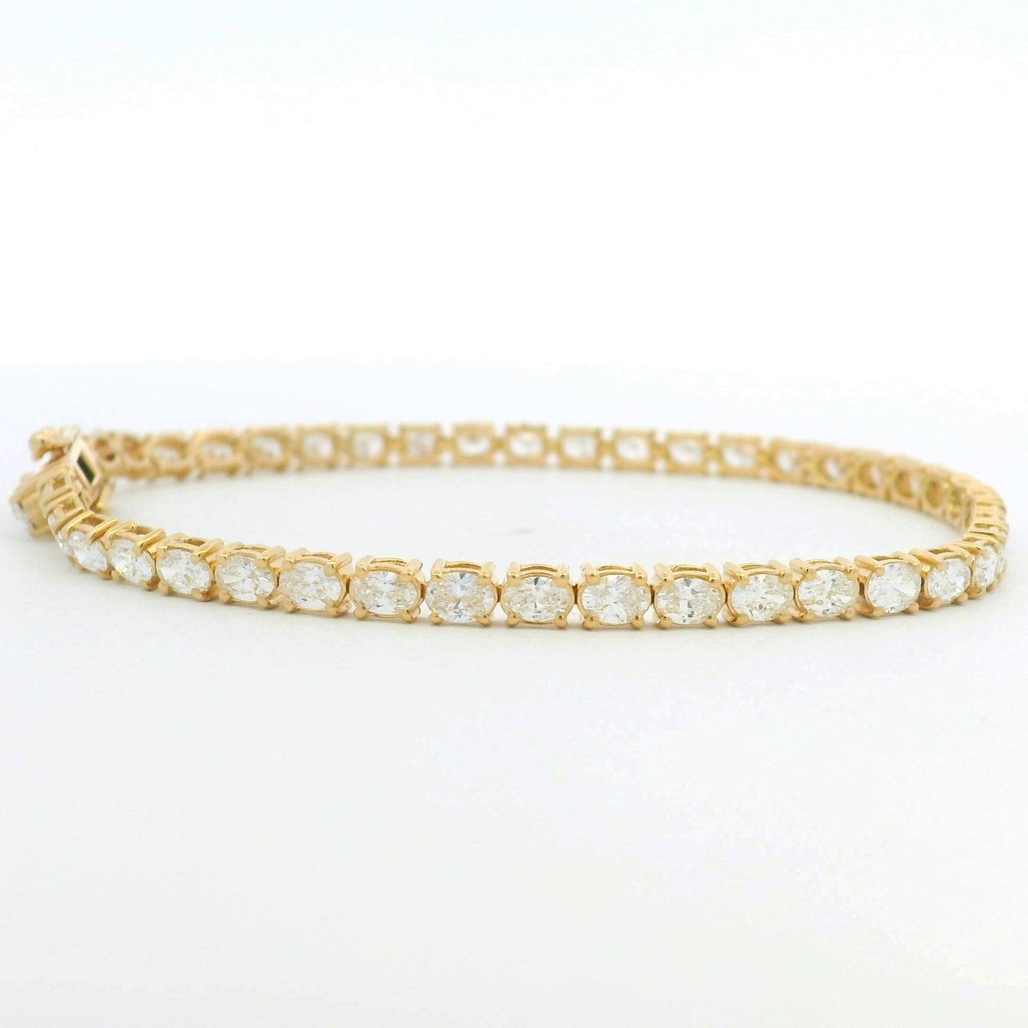 14k Yellow Gold Natural Oval Cut East-West Set Diamond Tennis Bracelet