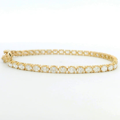 14k Yellow Gold Natural Oval Cut East-West Set Diamond Tennis Bracelet