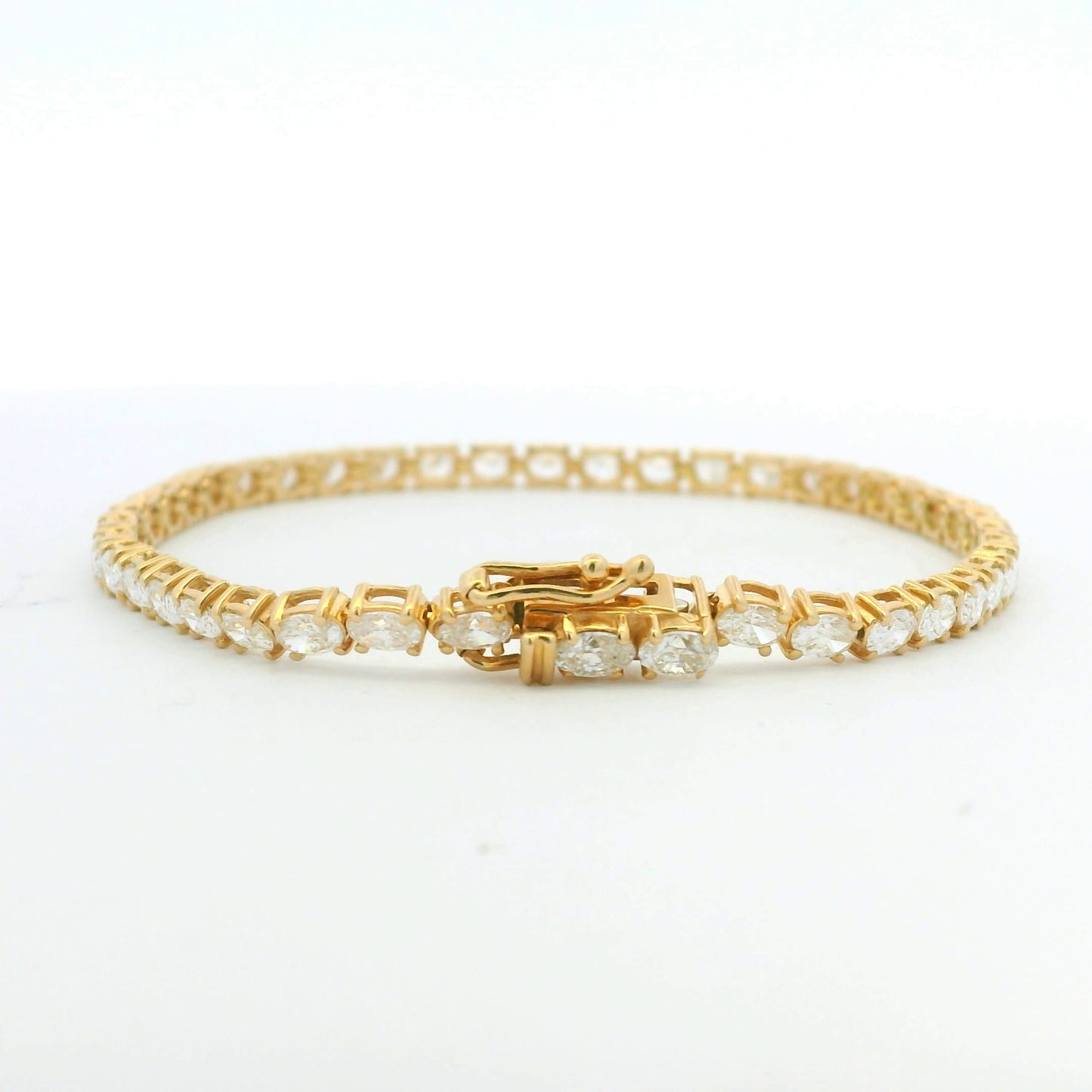 14k Yellow Gold Natural Oval Cut East-West Set Diamond Tennis Bracelet