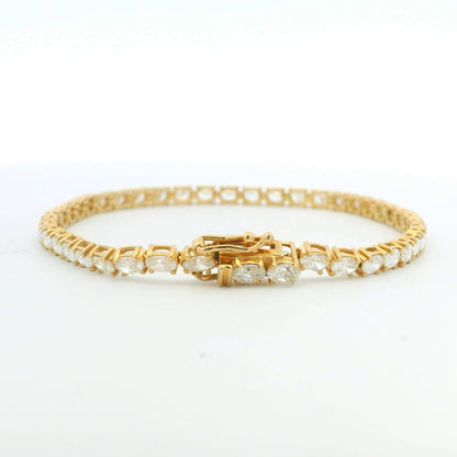 14k Yellow Gold Natural Oval Cut East-West Set Diamond Tennis Bracelet