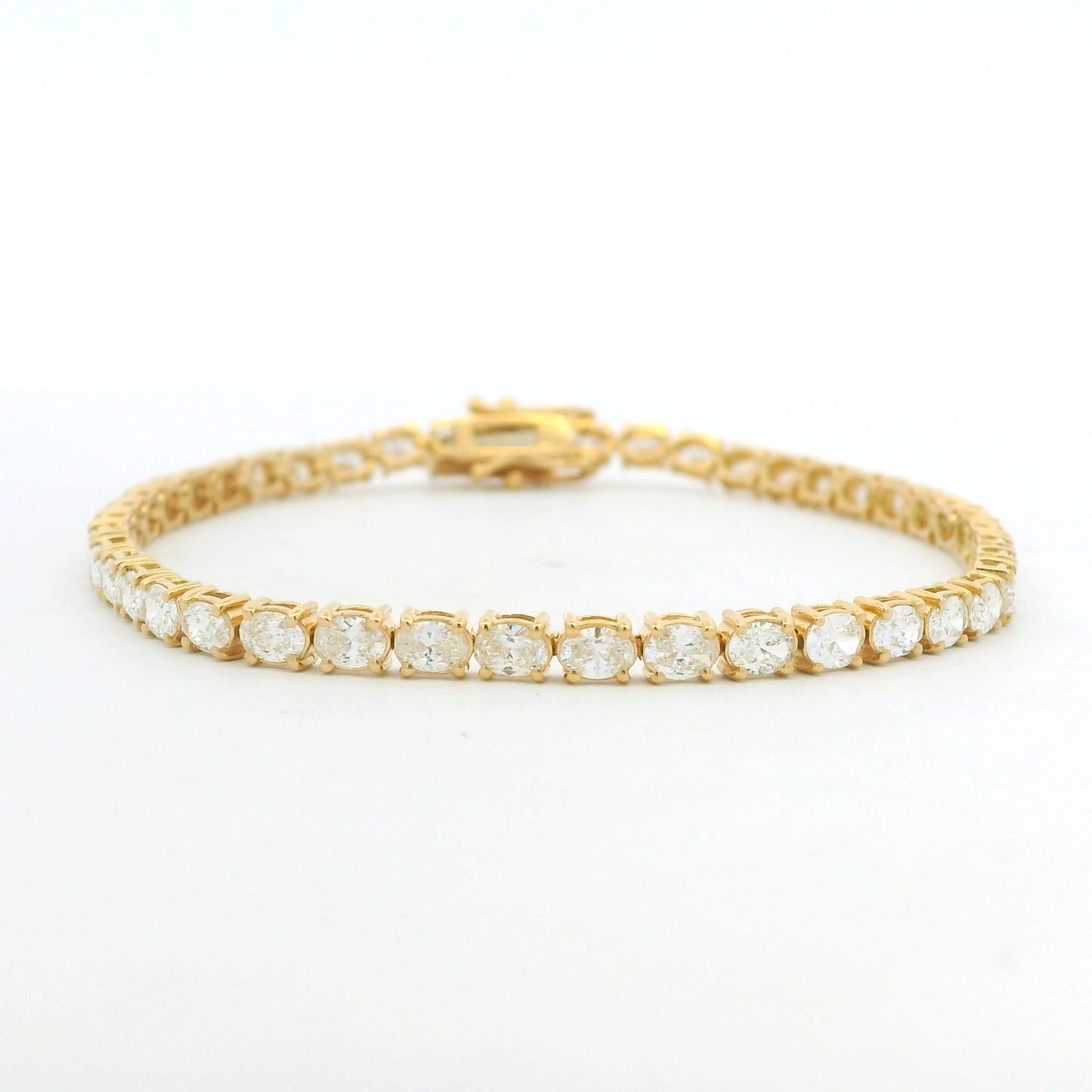 14k Yellow Gold Natural Oval Cut East-West Set Diamond Tennis Bracelet