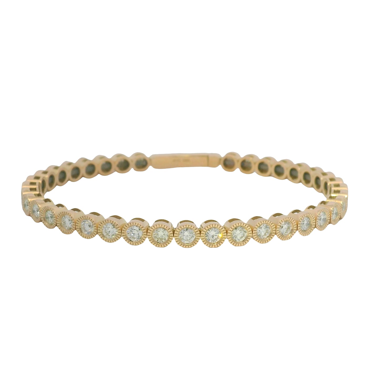 14K Rose Gold Natural diamond bezel set bangle