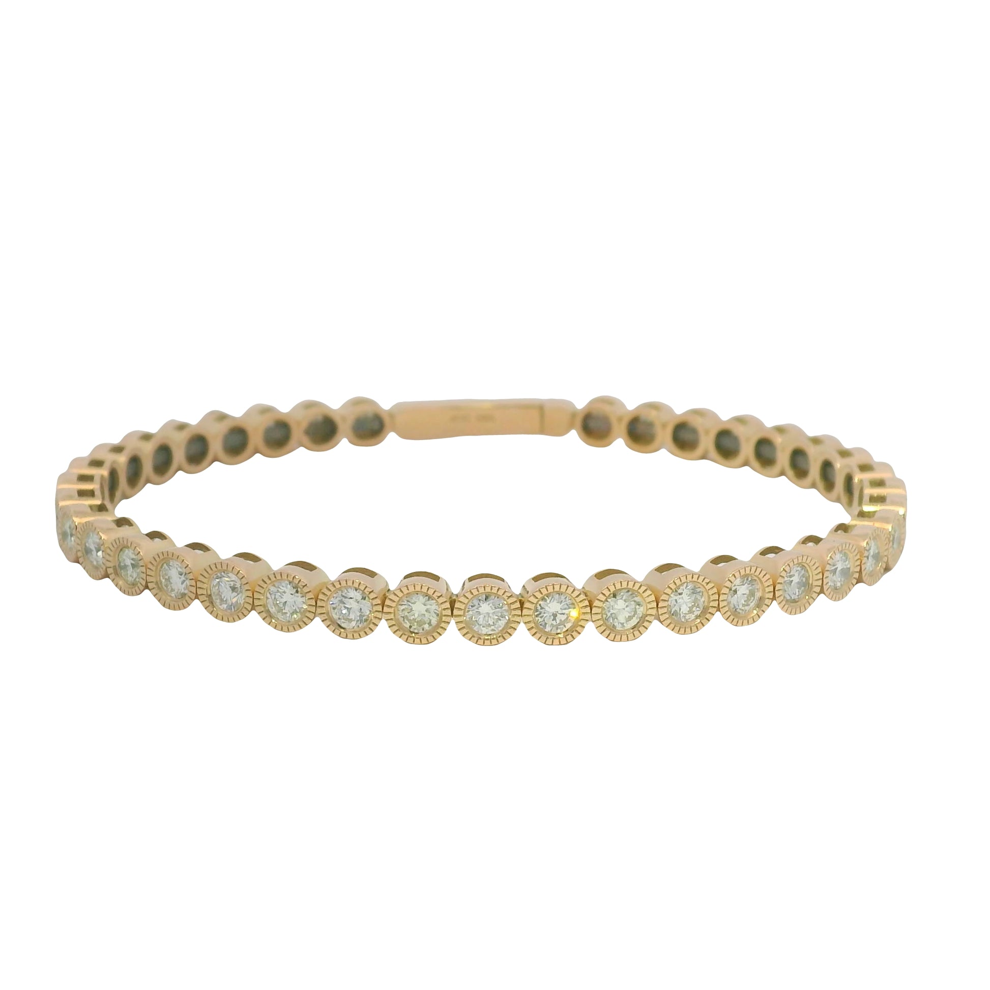 14K Rose Gold Natural diamond bezel set bangle