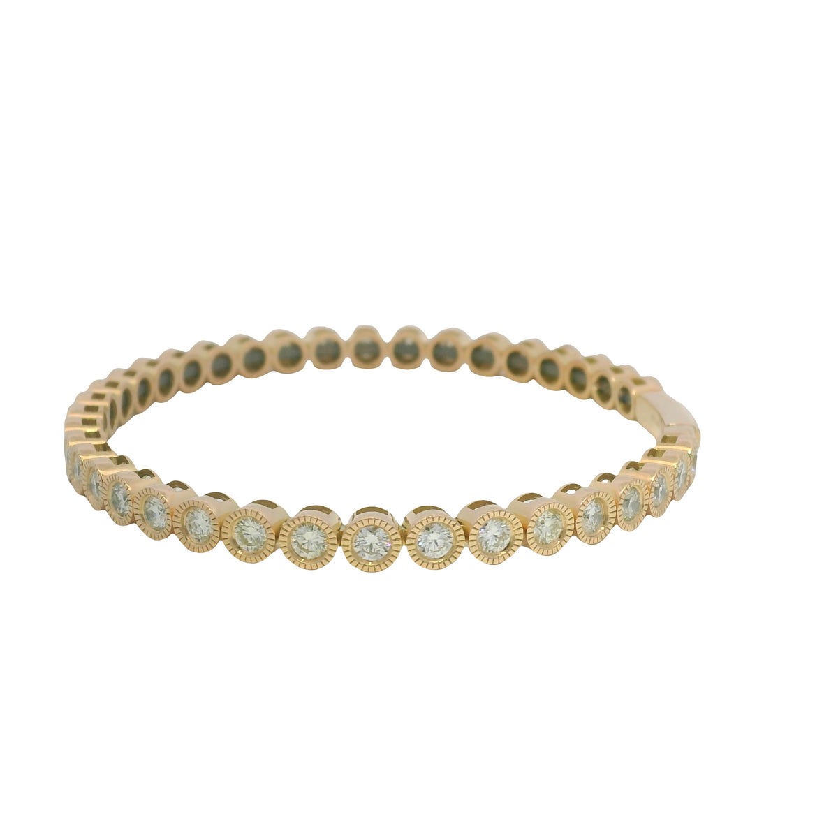 14K Rose Gold Natural diamond bezel set bangle