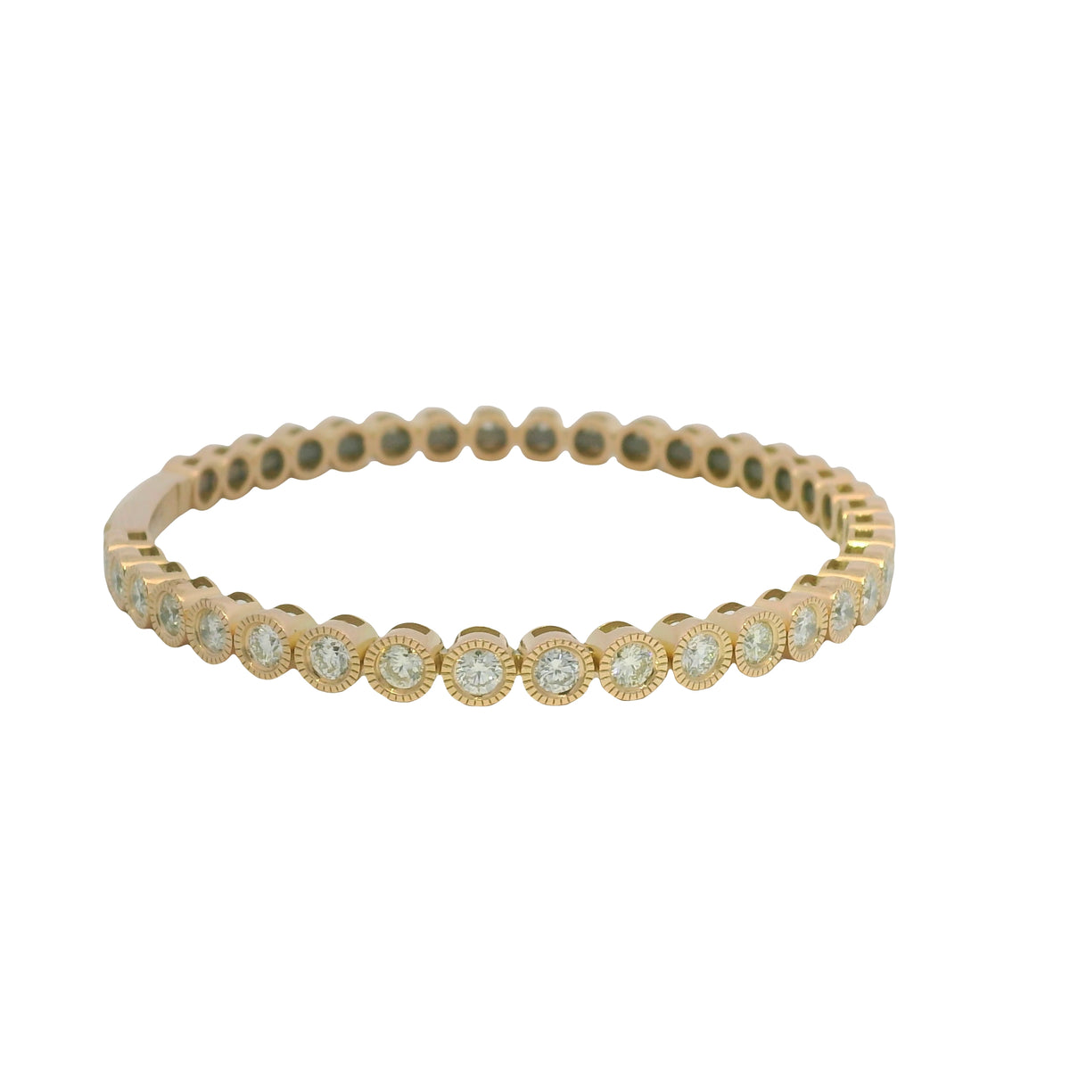 14K Rose Gold Natural diamond bezel set bangle