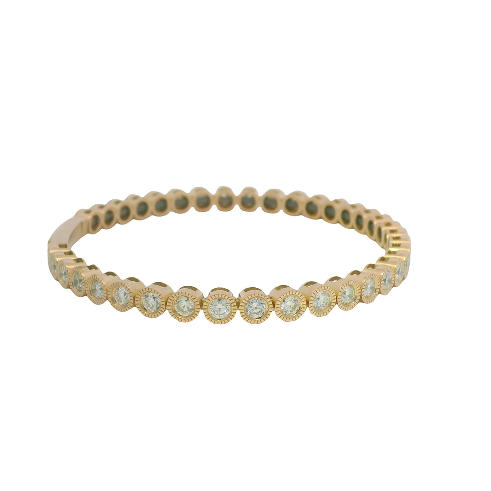 14K Rose Gold Natural diamond bezel set bangle