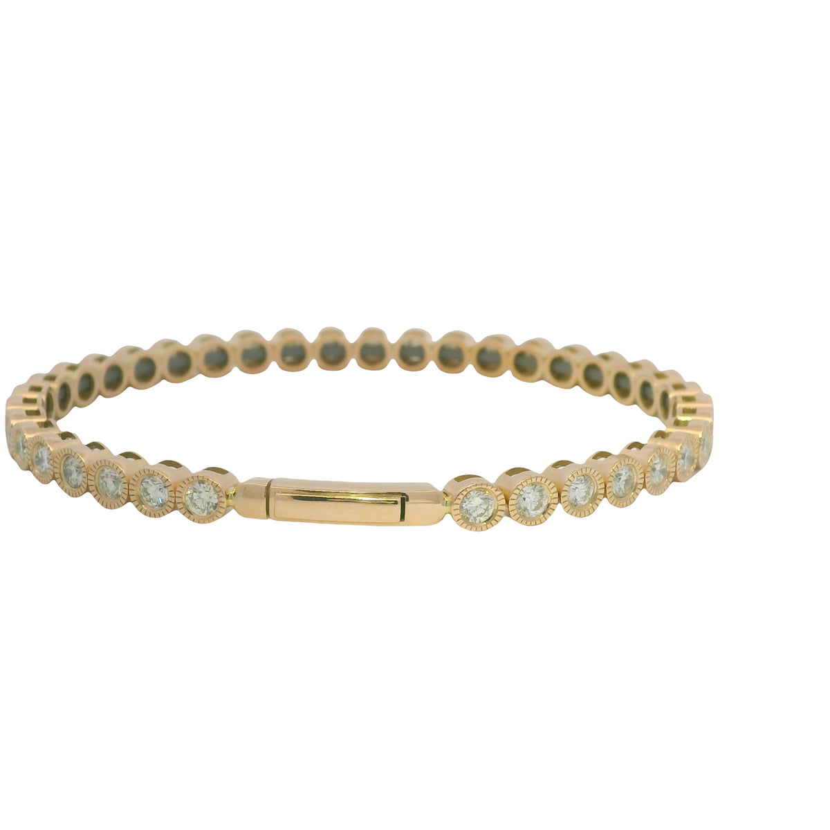14K Rose Gold Natural diamond bezel set bangle 