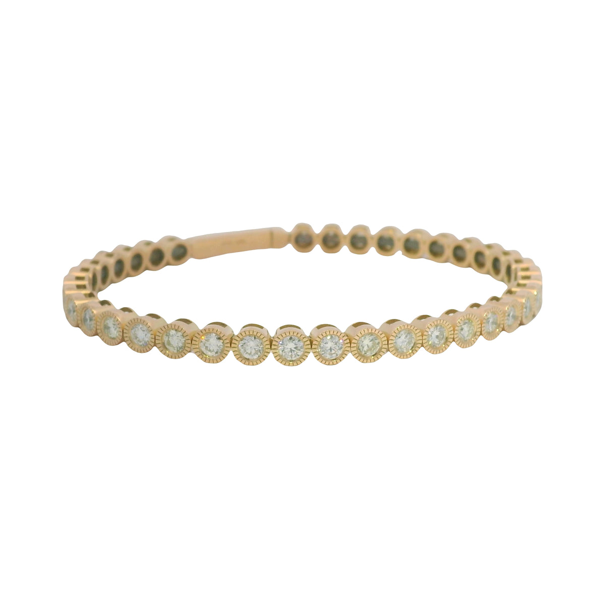 14K Rose Gold Natural diamond bezel set bangle