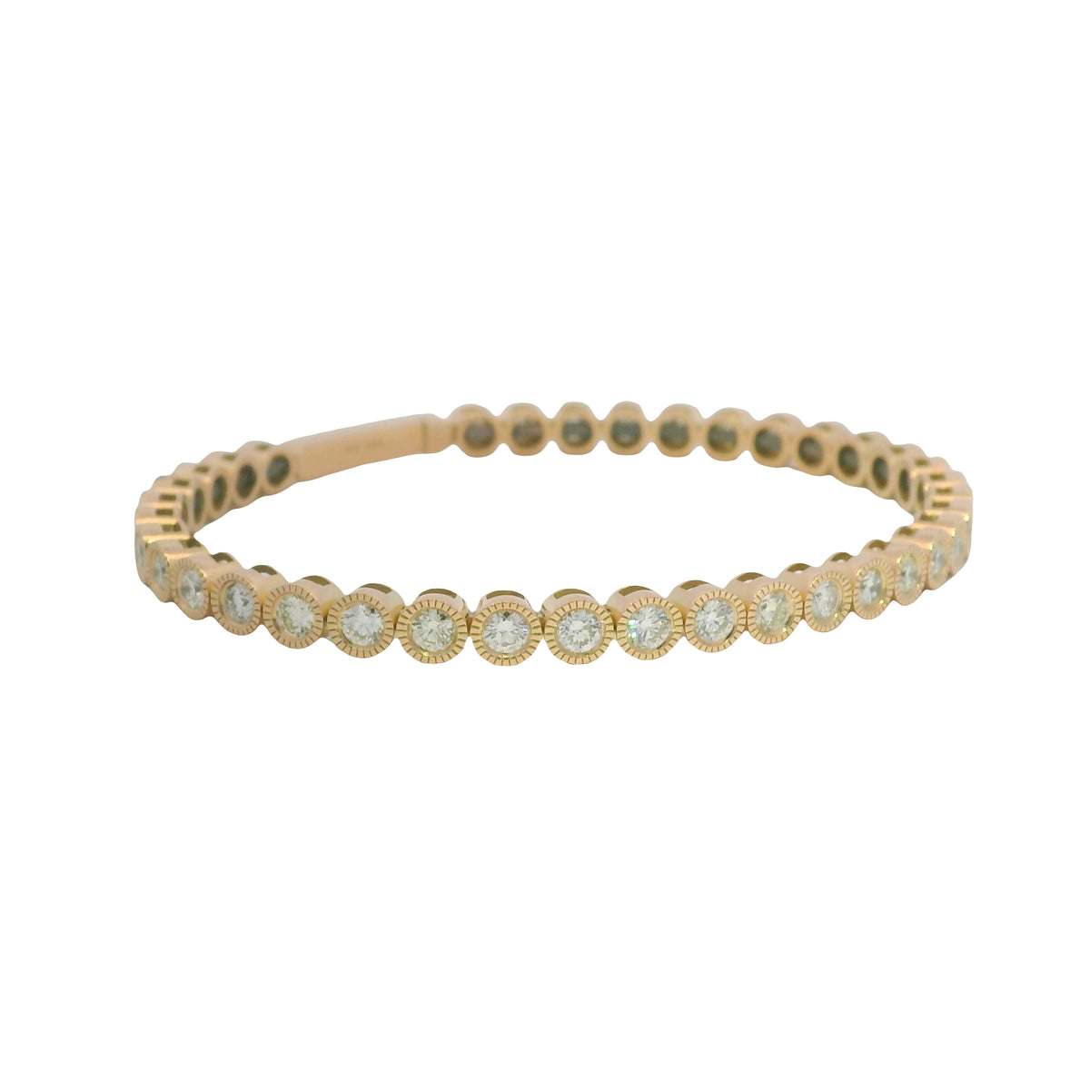 14K Rose Gold Natural diamond bezel set bangle