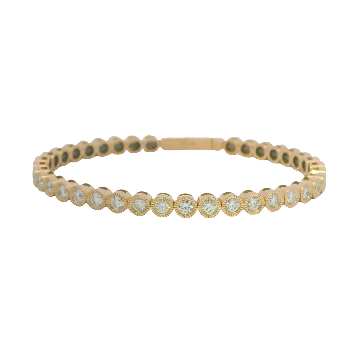 14K Rose Gold Natural diamond bezel set bangle