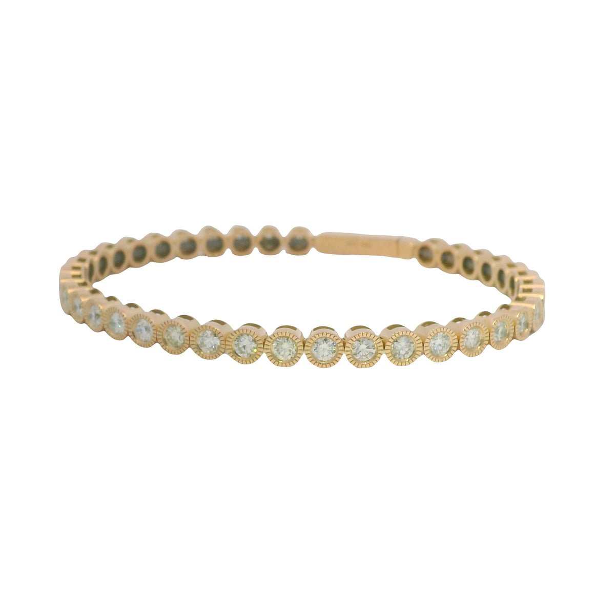 14K Rose Gold Natural diamond bezel set bangle
