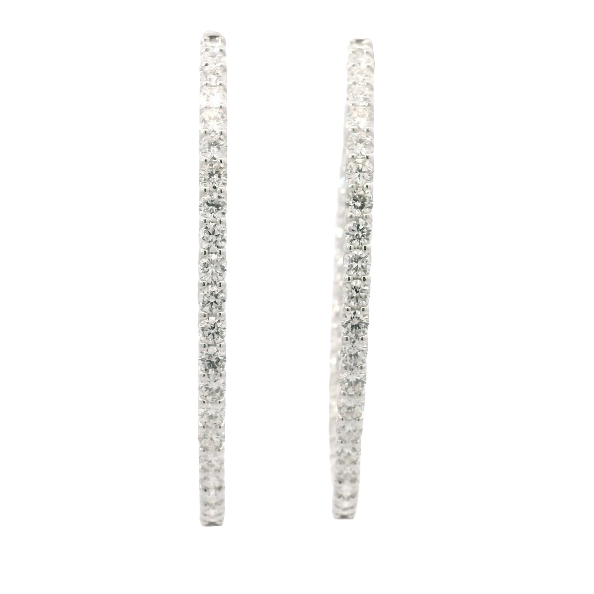 14K White Gold Natural 9.36 Carat Diamond Inside-Out Hoop Earrings