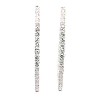 14K White Gold Natural 9.36 Carat Diamond Inside-Out Hoop Earrings