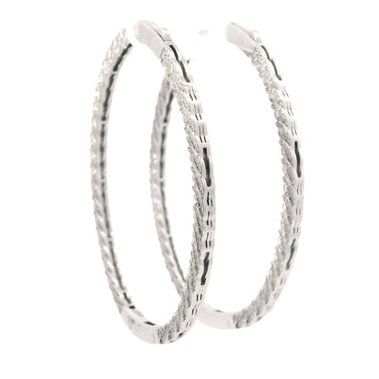 14K White Gold Natural 9.36 Carat Diamond Inside-Out Hoop Earrings
