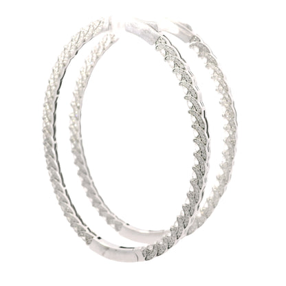 14K White Gold Natural 9.36 Carat Diamond Inside-Out Hoop Earrings