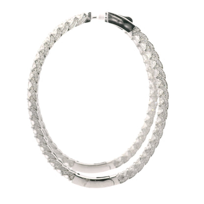 14K White Gold Natural 9.36 Carat Diamond Inside-Out Hoop Earrings