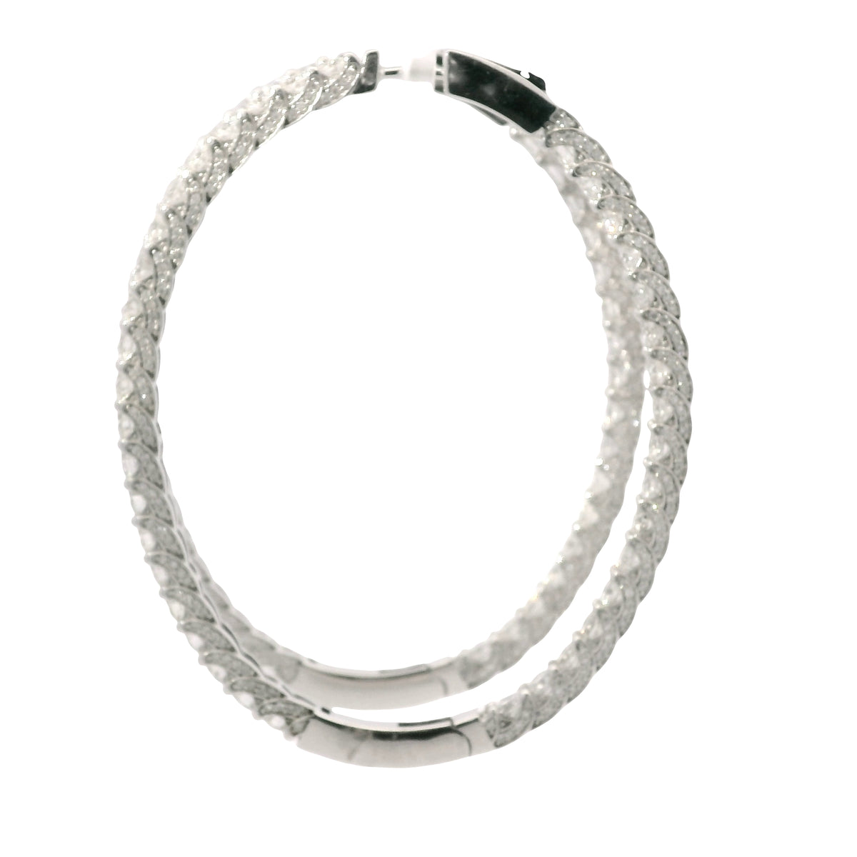 14K White Gold Natural 9.36 Carat Diamond Inside-Out Hoop Earrings